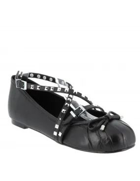 ballerines avec liens d'attache cuir noir