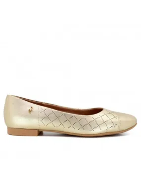 ballerines confort cuir bouts carrés cuir doré sans hauteur