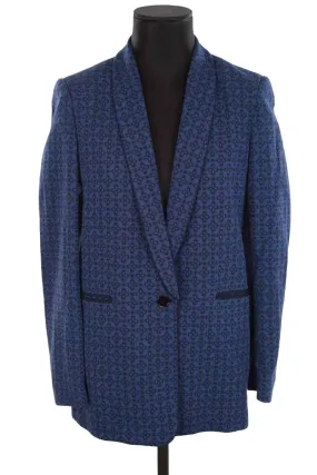 Blazer en coton Sandro bleu. Matière principale coton. Taille 38.