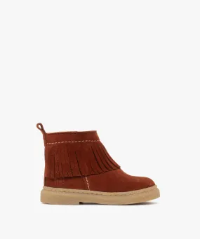 Boots bébé fille en cuir suédé à franges et à zip - NA! rouge