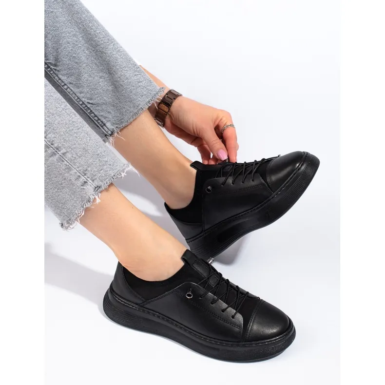 Chaussures femme en cuir noir T.Sokolski le noir