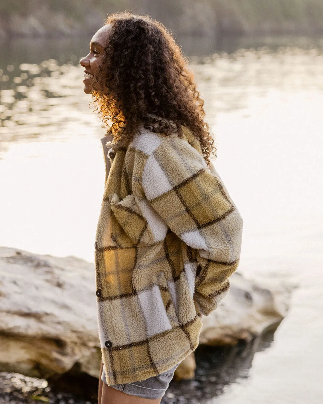 Chemise en Sherpa Recyclé Teint Olympus - Carreaux Miel