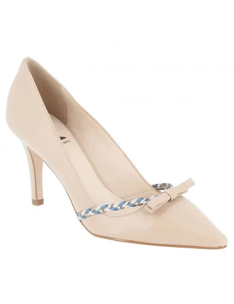 escarpins avec noeud et tresse cuir nude 08 cm