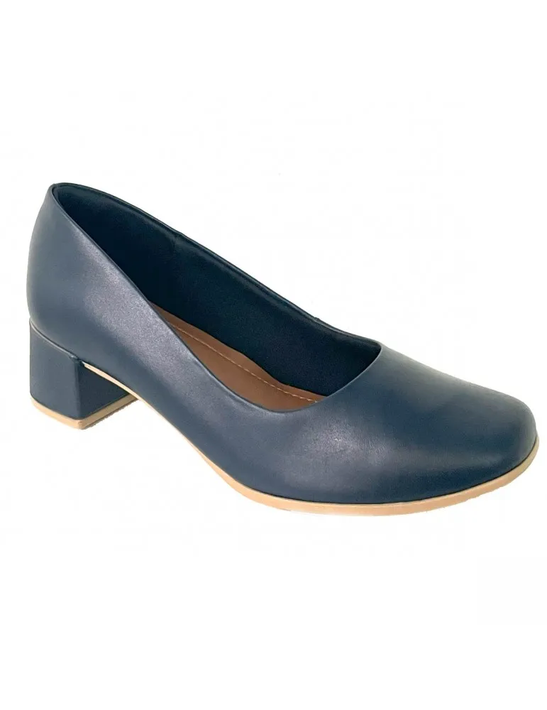 escarpins d'hôtesses cuir marine 05 cm