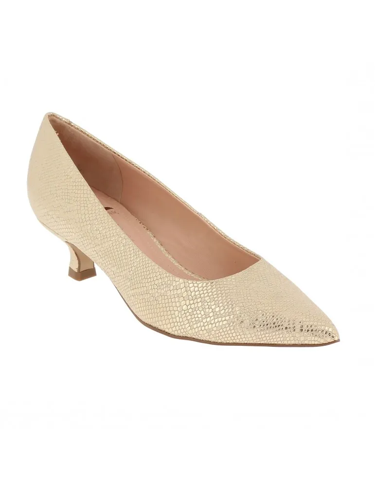 escarpins trotteurs cuir réptile doré 05 cm