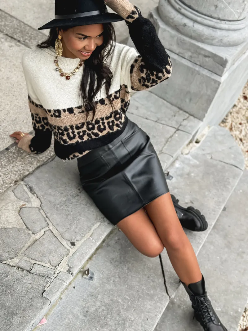 Jupe en simili cuir Océanie - Noir
