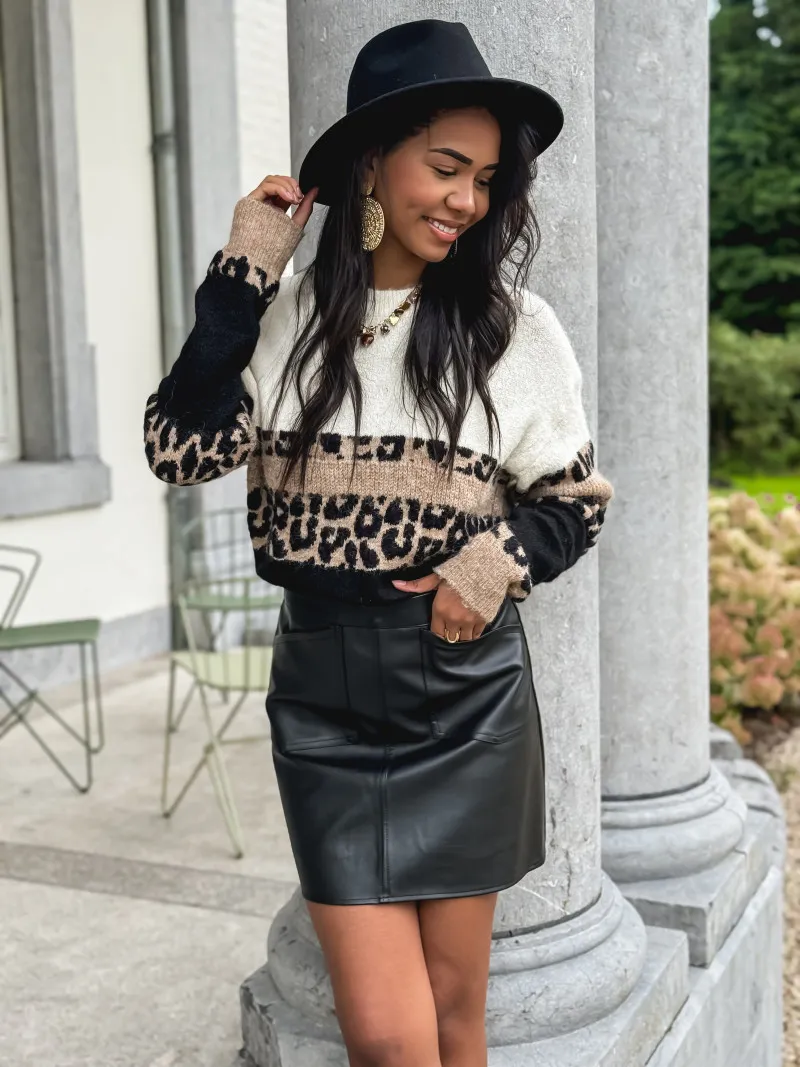 Jupe en simili cuir Océanie - Noir