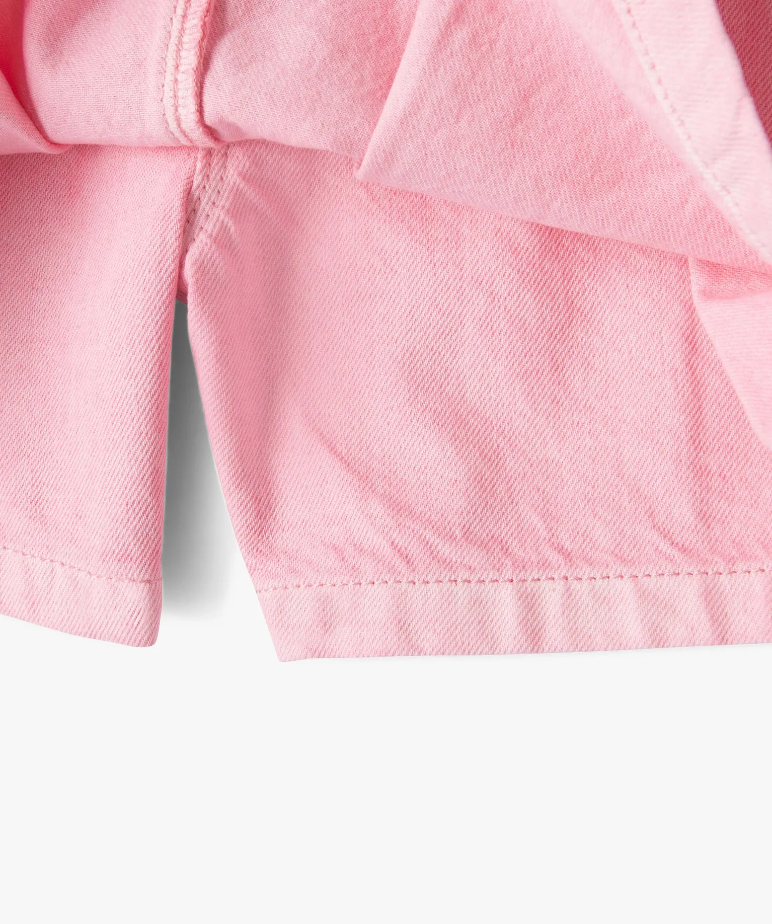 Jupe short en toile denim colorée fille rose