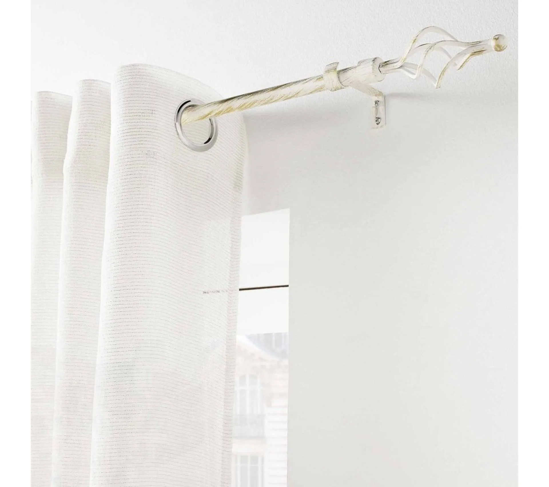 Kit Tringle Extensible 120 à 210 Cm Patiné Twisty Blanc Or