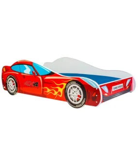 Lit enfant voiture rouge avec matelas et sommier inclus - 160 cm x 80 cm