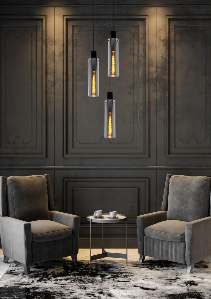 LUCIDE 74404/13/65 Suspension intérieur fumée et noire ORLANDO