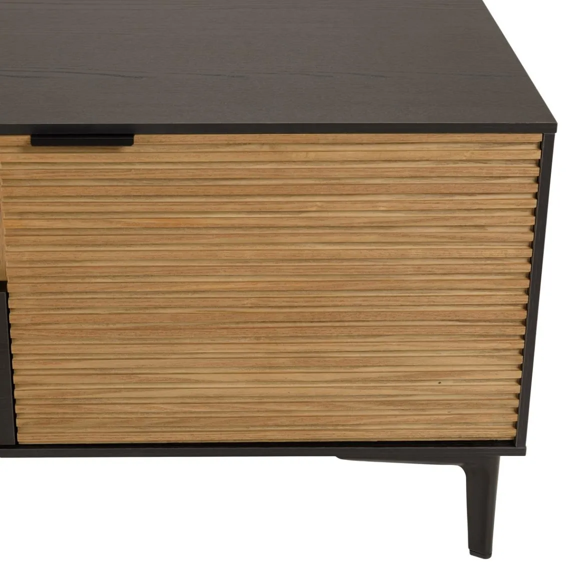 Meuble TV marron, noir 2 p. 1 tiroir 1 niche Pin pieds métal | 3 Suisses