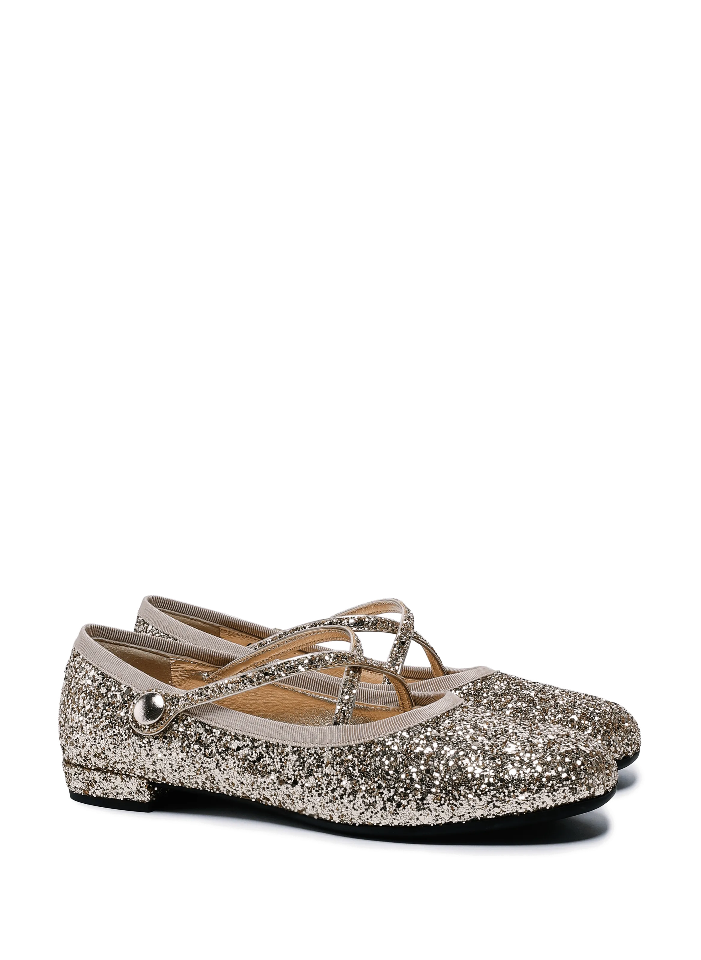 MIU MIU  Ballerines en tissus à paillettes - Doré