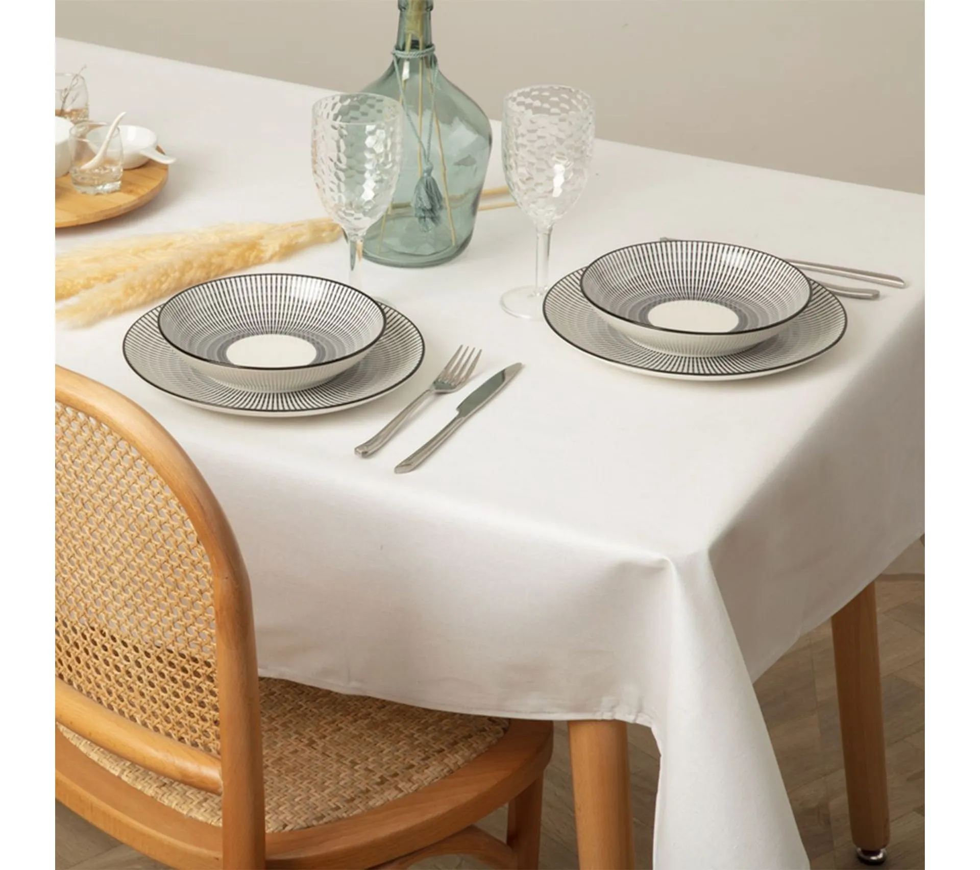 Nappe En Polycoton Blanc 150 X 250 Cm