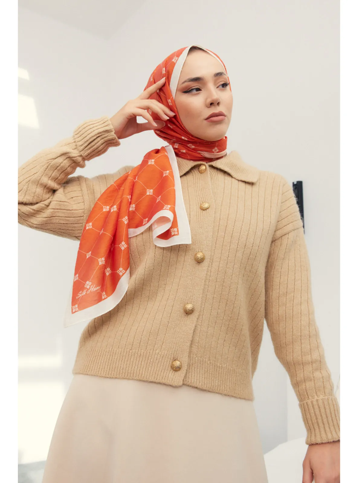 Orange - Geometric - Shawl