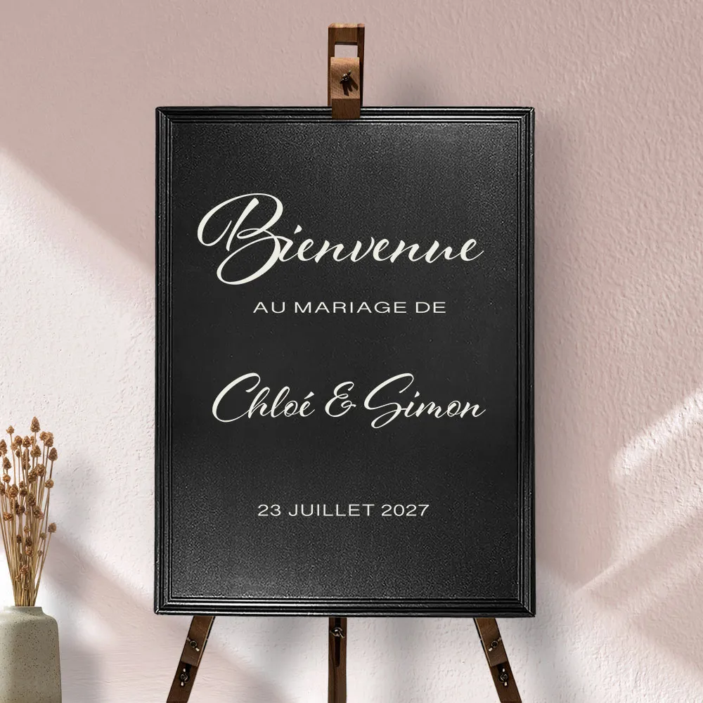 Panneau Bienvenue Noir & moulures + Stickers noir ou blanc - Locadeco