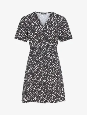 Robe boutonnée imprimé à pois - noir
