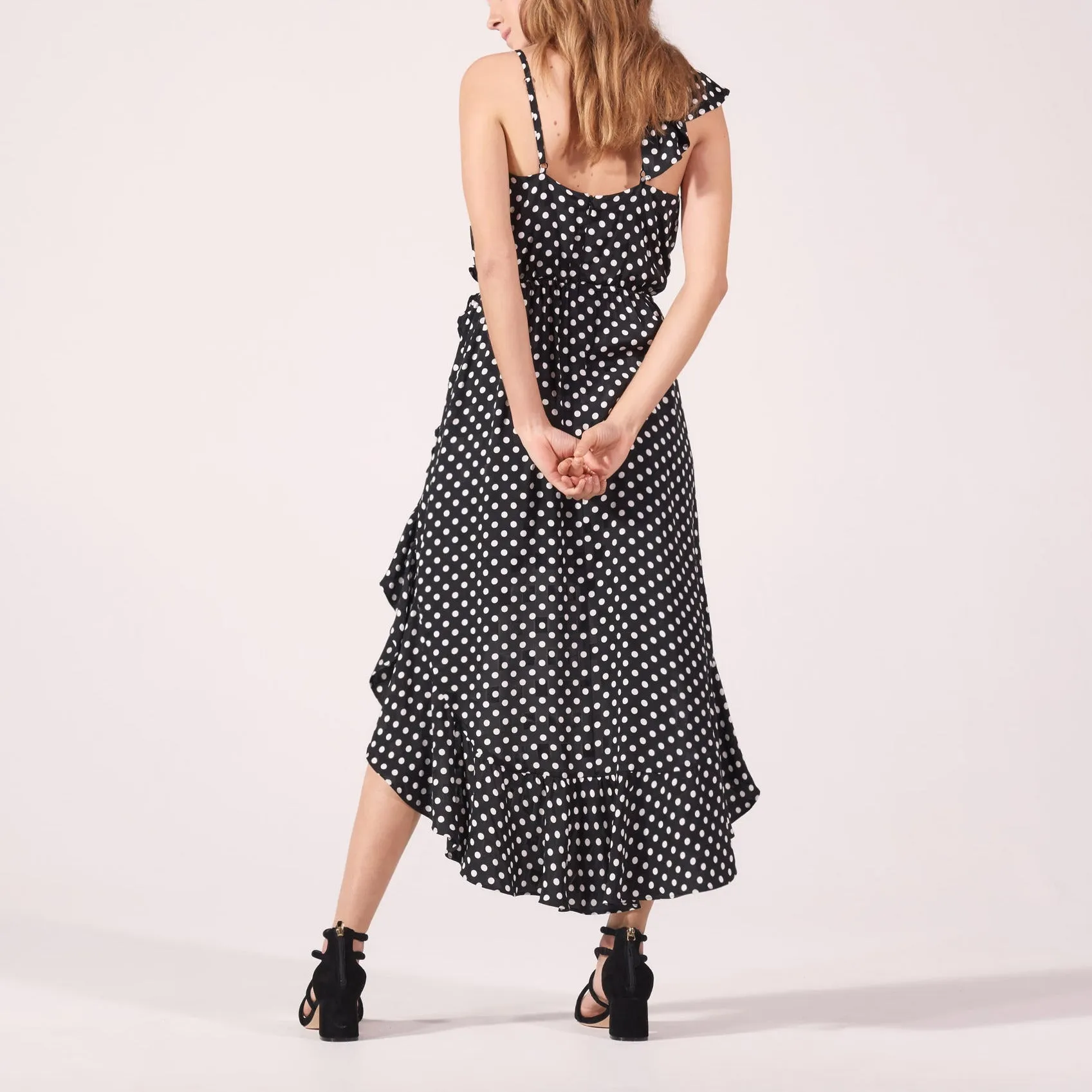 Robe longue asymétrique à pois