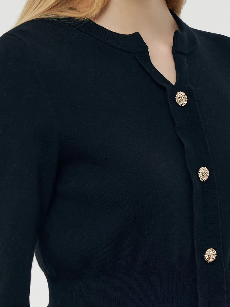 Robe Midi Patchwork en Mélange de Tencel et Laine