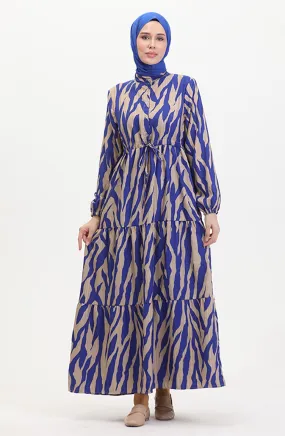 Robe à Motifs Dentelle Boutonné Devant 0517-01 Saks Vison 0517-01