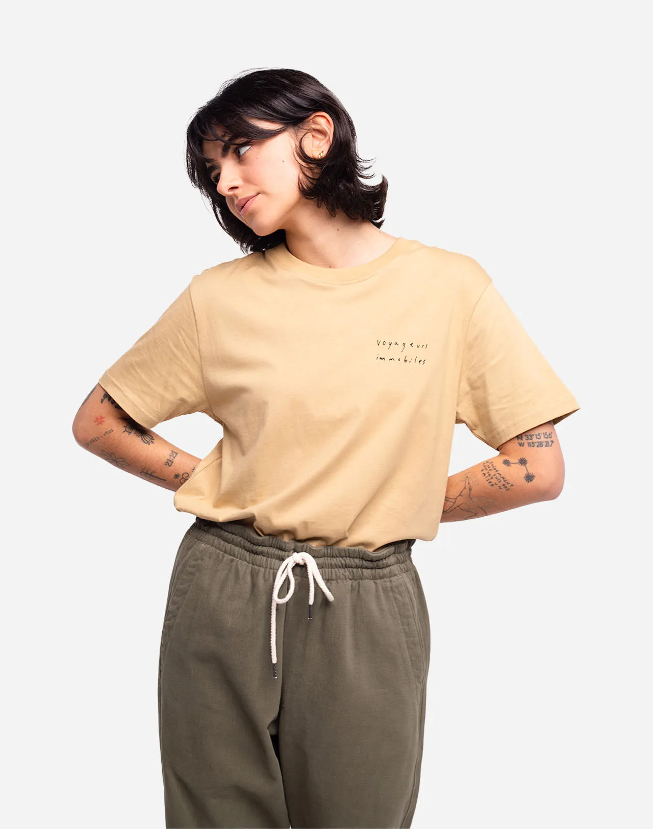 T-shirt Voyageurs immobiles sable Taille XL Couleurs Sable