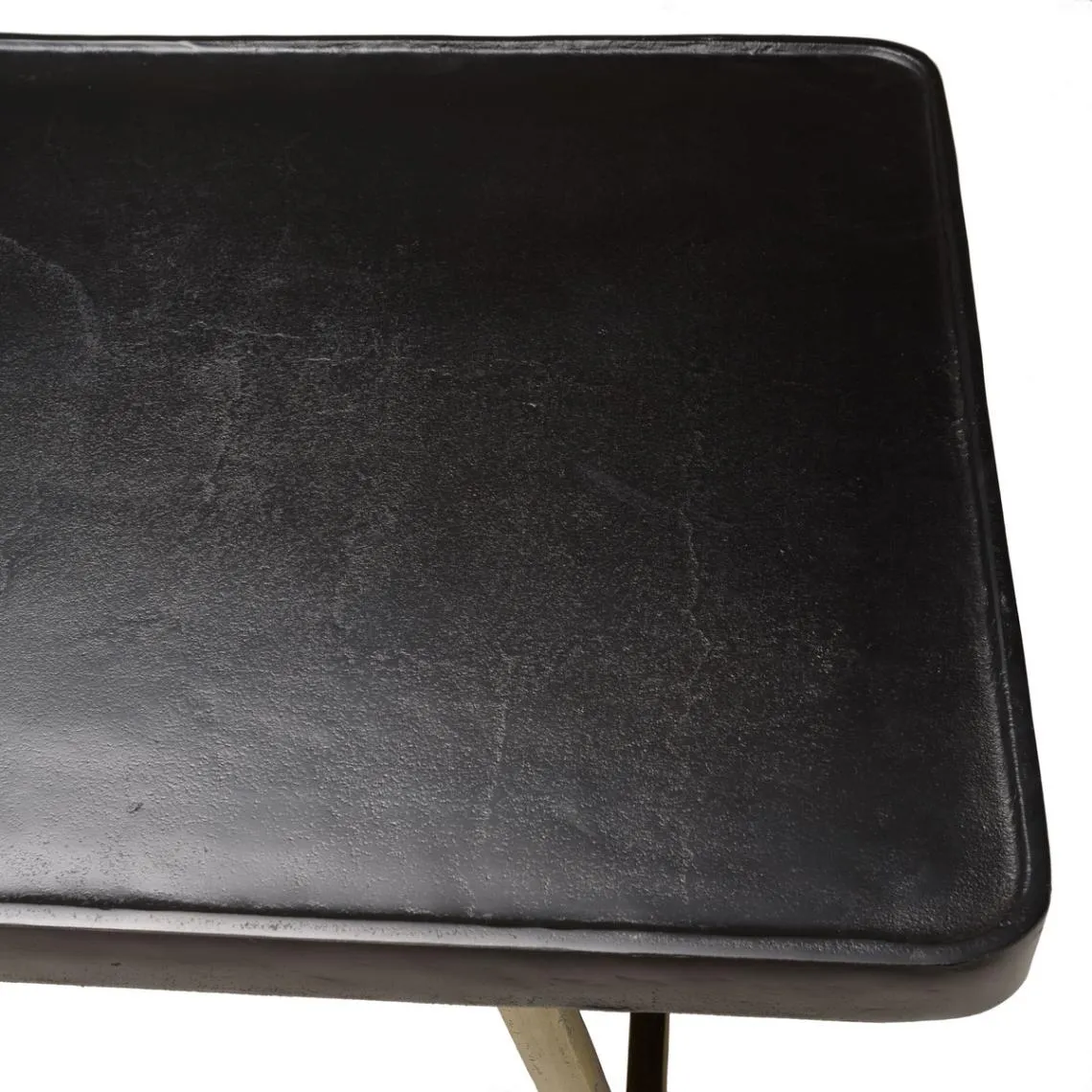 Table basse rectangulaire en Aluminium plateau Noir et pieds Dorés JOHAN | 3 Suisses