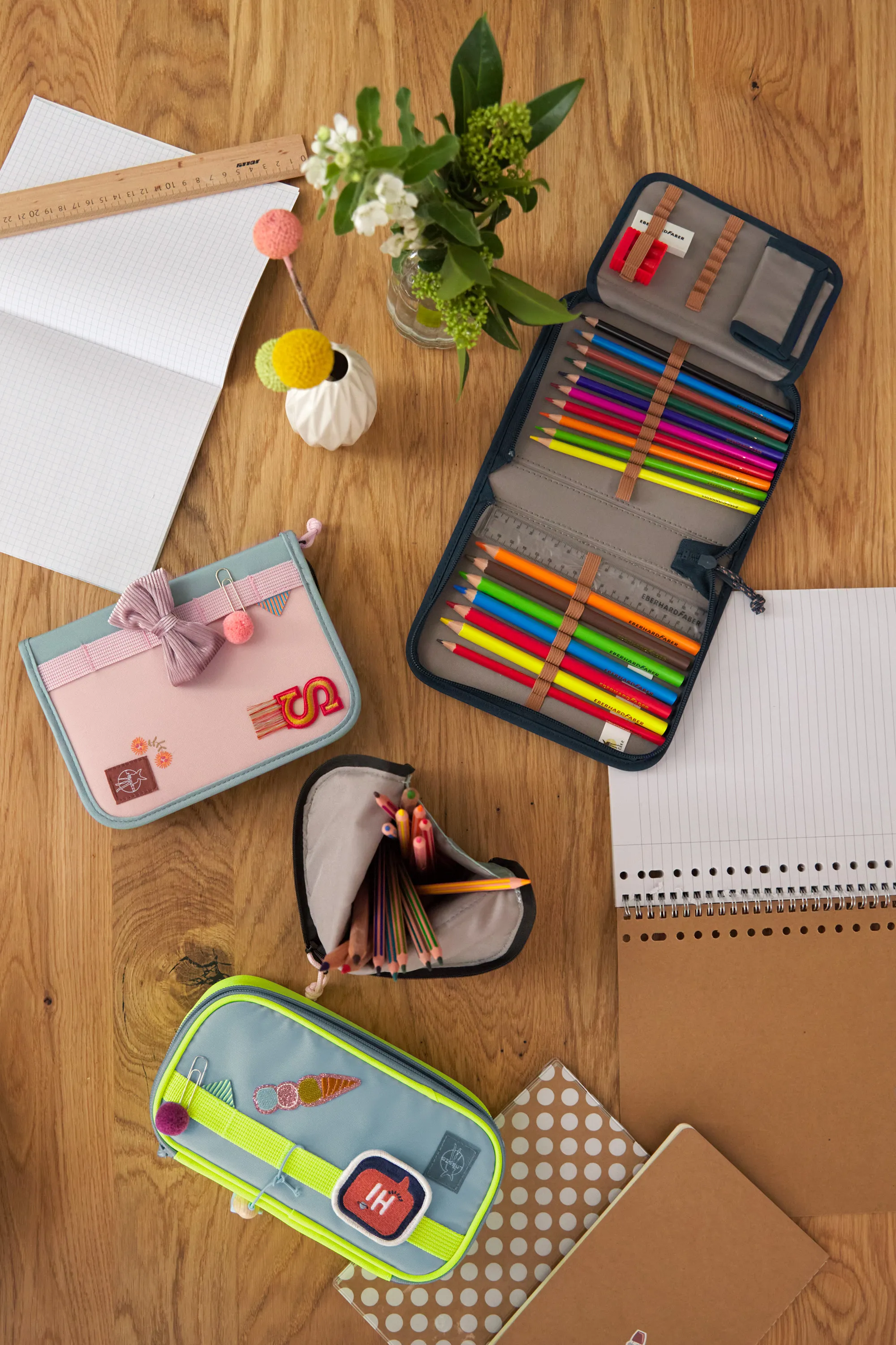 École Trousse Spacy Unique, Bleu - Jaune Fluo | Lässig